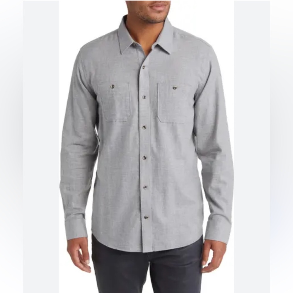 Travis Matthew grey Cloud Flannel Button-Up Shirt Men's Gray Long Sleeve Shirt